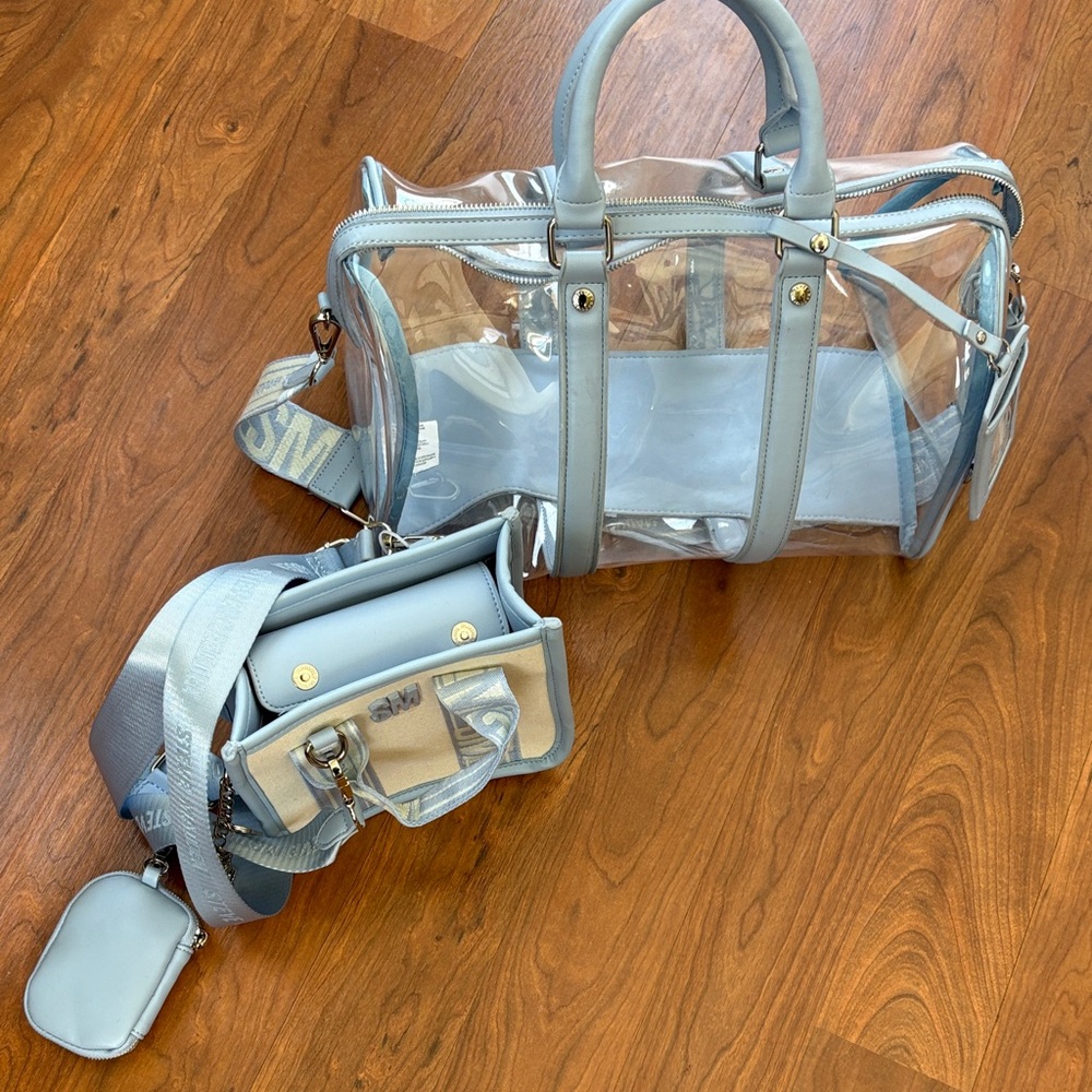 Steve Madden Transparent and Light Gray Travel Bag Set